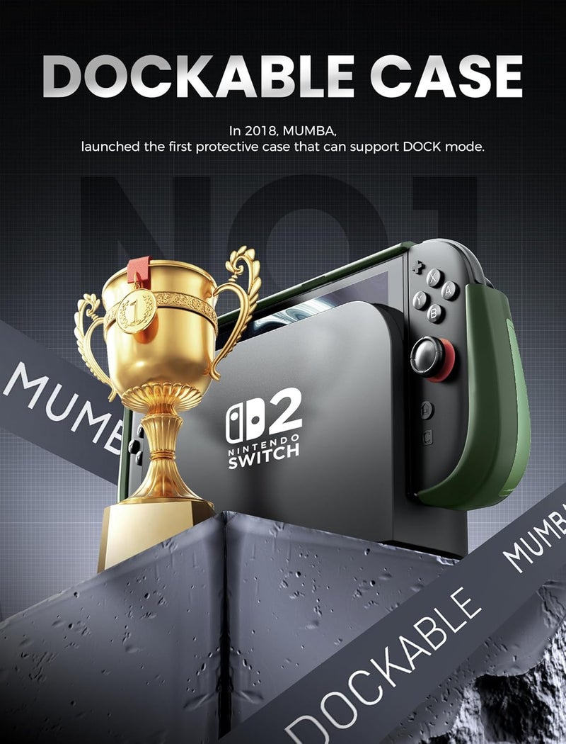 Mumba Dockable for Nintendo Switch 2 Case with Flip Stand, [Titan] Ergonomic Switch 2 Grip Protective Cover Holds 5 Game Cards & 2 TF Cards TPU Accessories and Quick-Release Joy-Con Design (Urban) - Image 2